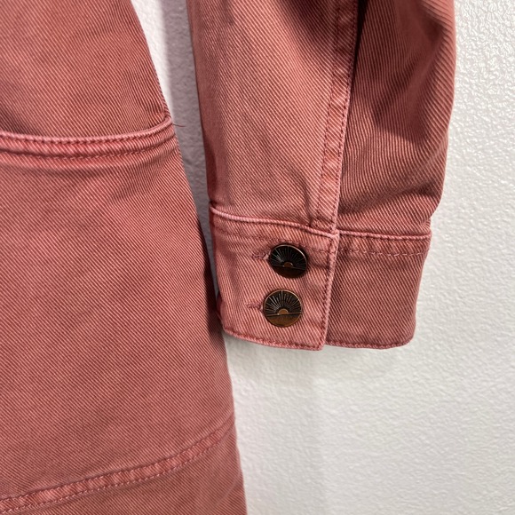 Faherty Jean Jacket‎ Dress Organic Cotton Brownie Button Front Long Sleeve Large - Picture 8 of 11